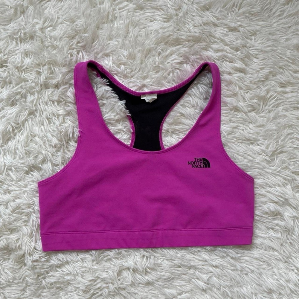The North Face pink coquette Vapor Wick sports bra athletic yoga gym Pilates